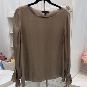 Banana Republic Taupe Long Sleeve Silk-Look Blouse